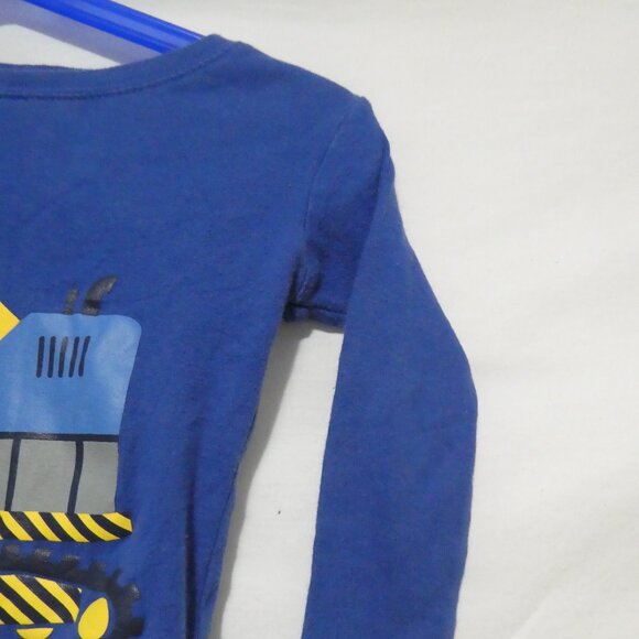 BABY GAP - size 2T | Blue Long Sleeve Shirt | Excavator Print Front and Sleeve - Picture 5 of 14